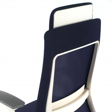 chaise ergonomique blanc bleu structure blanche tissu accoudoirs reglables 3d 6
