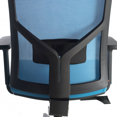 chaise ergonomique bleu structure noire appui tete maille accoudoirs reglables 1d soutien lombaire 6