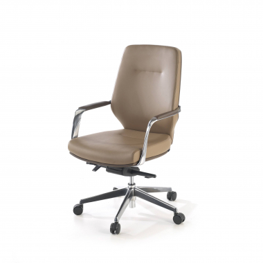 fauteuil de bureau marron dossier bas bicolore simil cuir accoudoirs rembourres 8
