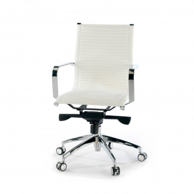 fauteuil de bureau blanc structure chromee similicuir simil cuir accoudoirs fixes 8