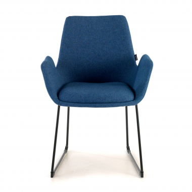 chaise de conference bleu structure pietement luge tissu accoudoirs fixes 3