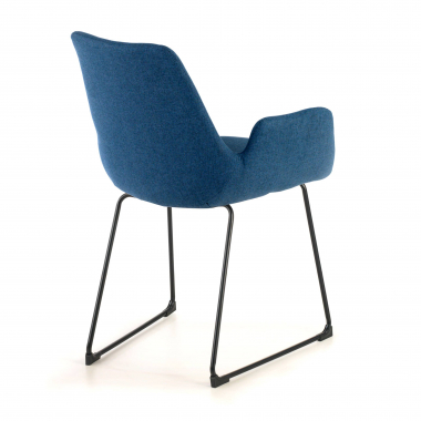 chaise de conference bleu structure pietement luge tissu accoudoirs fixes 7