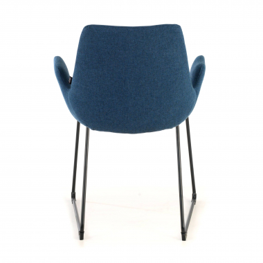 chaise de conference bleu structure pietement luge tissu accoudoirs fixes 8
