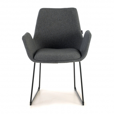 chaise de conference anthracite structure pietement luge tissu accoudoirs fixes 3
