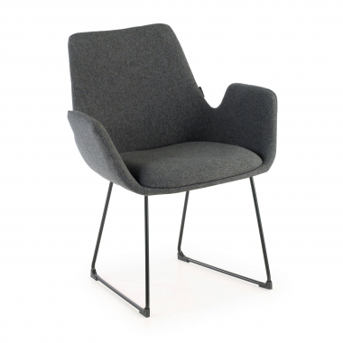 chaise de conference anthracite structure pietement luge tissu accoudoirs fixes 1