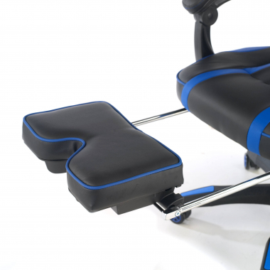 chaise gaming bleu logan simil cuir accoudoirs mobiles coussin lombaire et cervical appui tete repose pieds extensible 10