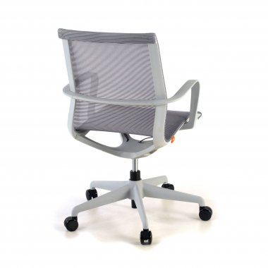 chaise de bureau design blanc gris structure noire maille accoudoirs fixes 8