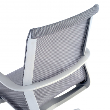 chaise de bureau design blanc gris structure noire maille accoudoirs fixes 5