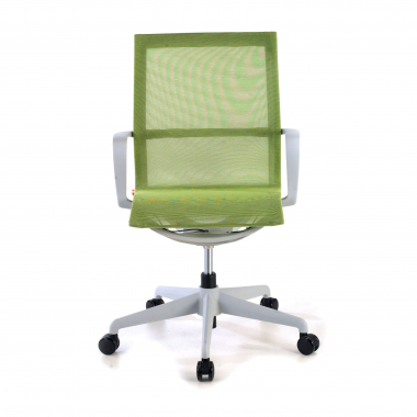chaise de bureau design blanc vert structure noire maille accoudoirs fixes 3