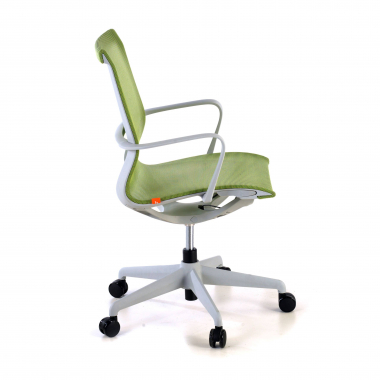 chaise de bureau design blanc vert structure noire maille accoudoirs fixes 4