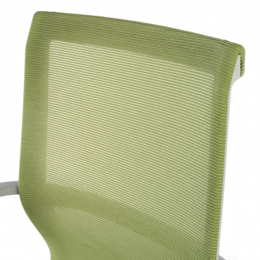 chaise de bureau design blanc vert structure noire maille accoudoirs fixes 8