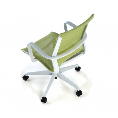 chaise de bureau design blanc vert structure noire maille accoudoirs fixes 6