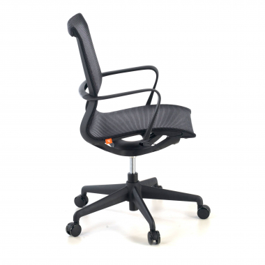 chaise de bureau noir structure blanche maille accoudoirs fixes 3