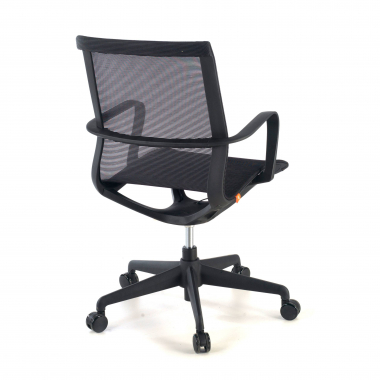 chaise de bureau noir structure blanche maille accoudoirs fixes 4