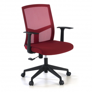 chaise pivotante rouge chaise de bureau maille accoudoirs fixes soutien lombaire 1