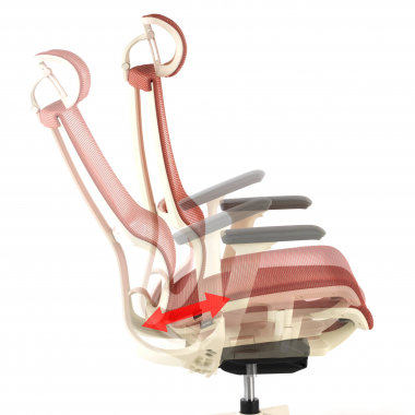 chaise ergonomique blanc rouge structure blanche maille accoudoirs reglables 3d double soutien lombaire appui tete 8
