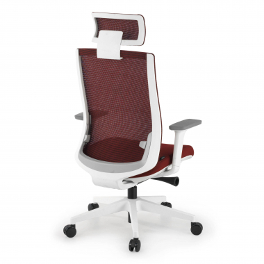 chaise de bureau blanc rouge boston maille accoudoirs reglables 3d appui tete 8