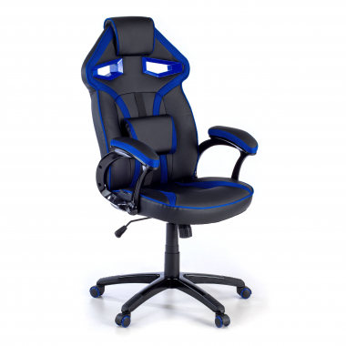chaise gaming bleu similicuir simil cuir accoudoirs fixes 1