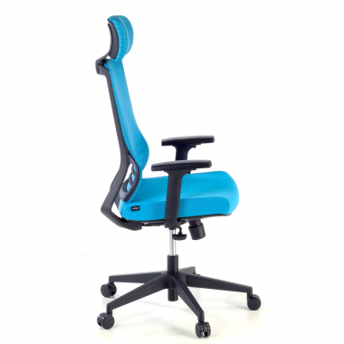 chaise de bureau bleu avec appui tete maille accoudoirs reglables 1d soutien lombaire appui tete 5