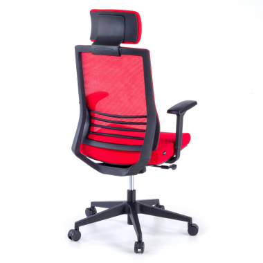 chaise de bureau rouge avec appui tete maille accoudoirs reglables 1d soutien lombaire appui tete 7