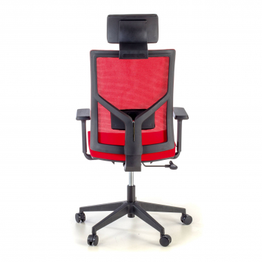 chaise de bureau rouge structure noire maille accoudoirs reglables 1d soutien lombaire appui tete 6