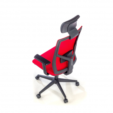 chaise de bureau rouge structure noire maille accoudoirs reglables 1d soutien lombaire appui tete 9
