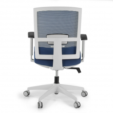 chaise ergonomique blanc bleu structure blanche maille accoudoirs reglables 1d soutien lombaire 6