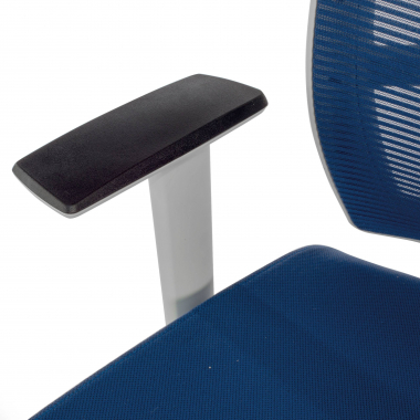 chaise ergonomique blanc bleu structure blanche maille accoudoirs reglables 1d soutien lombaire 7