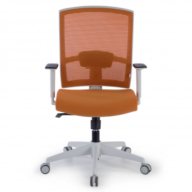 chaise ergonomique blanc orange structure blanche maille accoudoirs reglables 1d soutien lombaire 4
