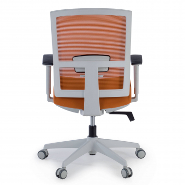 chaise ergonomique blanc orange structure blanche maille accoudoirs reglables 1d soutien lombaire 6