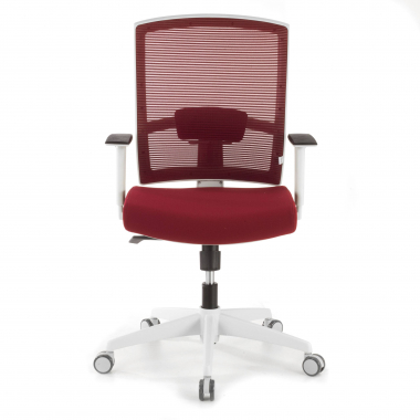 chaise ergonomique blanc rouge structure blanche maille accoudoirs reglables 1d soutien lombaire 4