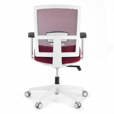 chaise ergonomique blanc rouge structure blanche maille accoudoirs reglables 1d soutien lombaire 6
