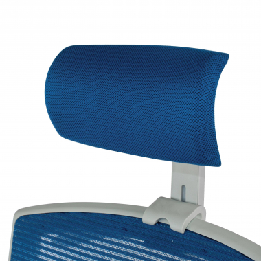 chaise ergonomique blanc bleu structure blanche appui tete maille accoudoirs reglables 1d soutien lombaire appui tete 5