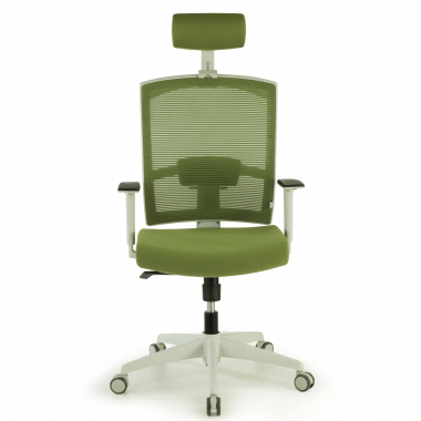 chaise ergonomique blanc vert structure blanche appui tete maille accoudoirs reglables 1d soutien lombaire appui tete 4