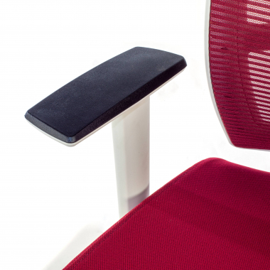 chaise ergonomique blanc rouge structure blanche appui tete maille accoudoirs reglables 1d soutien lombaire appui tete 5