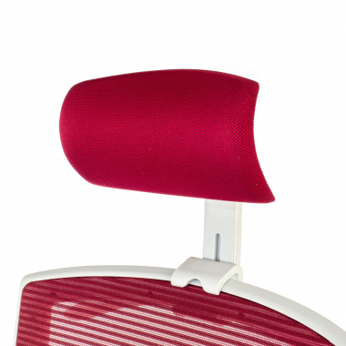 chaise ergonomique blanc rouge structure blanche appui tete maille accoudoirs reglables 1d soutien lombaire appui tete 8