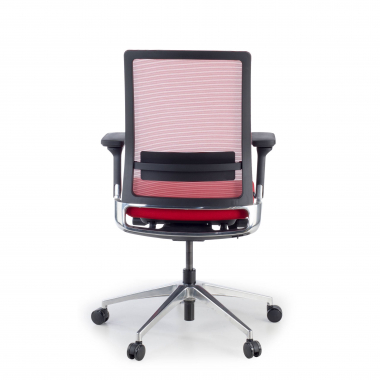 chaise de bureau rouge sans appui tete maille accoudoirs reglables 3d soutien lombaire 7