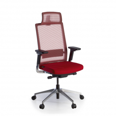 chaise de bureau rouge avec appui tete maille accoudoirs reglables 3d soutien lombaire appui tete 1