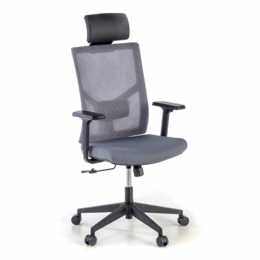 chaise de bureau gris structure noire maille accoudoirs reglables 1d soutien lombaire appui tete 1