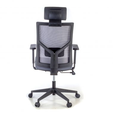 chaise de bureau gris structure noire maille accoudoirs reglables 1d soutien lombaire appui tete 6