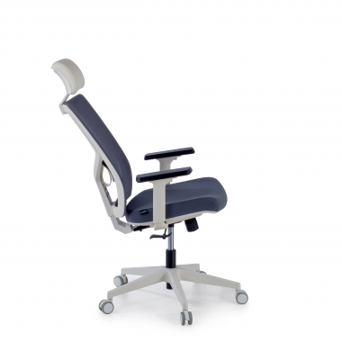 chaise de bureau blanc gris structure blanche appui tete maille accoudoirs reglables 1d soutien lombaire appui tete 5