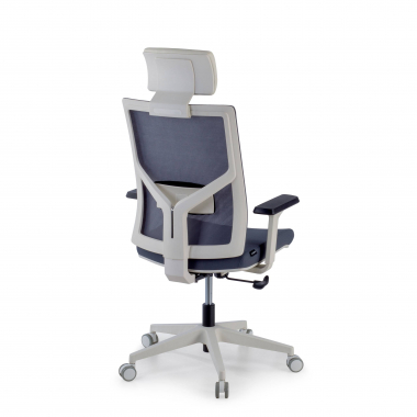 chaise de bureau blanc gris structure blanche appui tete maille accoudoirs reglables 1d soutien lombaire appui tete 7
