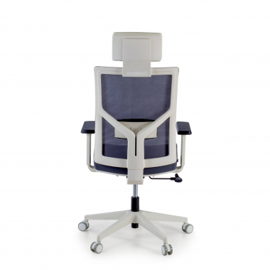 chaise de bureau blanc gris structure blanche appui tete maille accoudoirs reglables 1d soutien lombaire appui tete 8