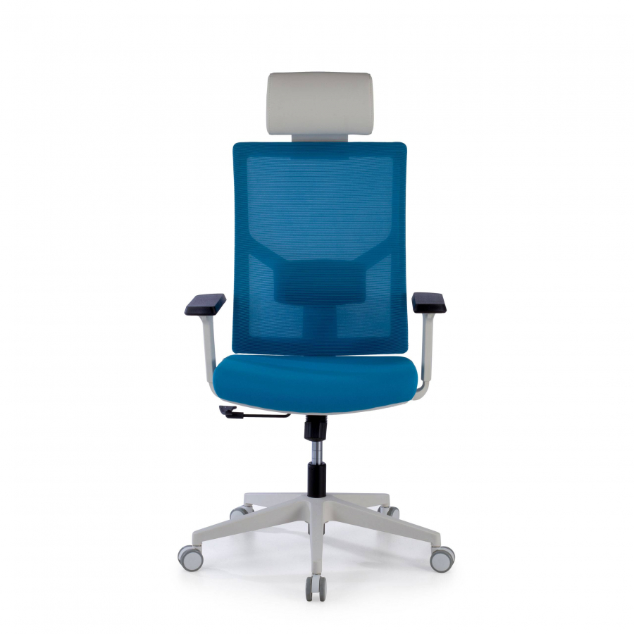 Chaise pour ordinateur Ergonomique Verdi white, avec appui-tête accoudoirs ajustables
