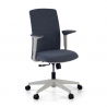 Chaise Pivotante Sheryl white, avec accoudoirs réglables, recouverte en tissu
