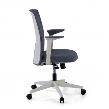 chaise pivotante blanc gris structure blanche tissu accoudoirs reglables 1d 4