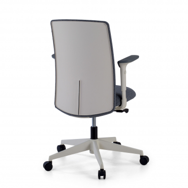 chaise pivotante blanc gris structure blanche tissu accoudoirs reglables 1d 7