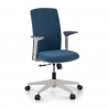 Chaise Pivotante Sheryl white, avec accoudoirs réglables, recouverte en tissu