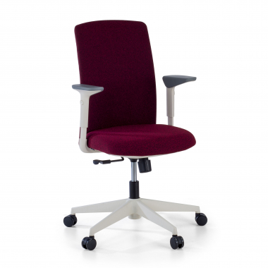 chaise pivotante blanc rouge structure blanche tissu accoudoirs reglables 1d 1