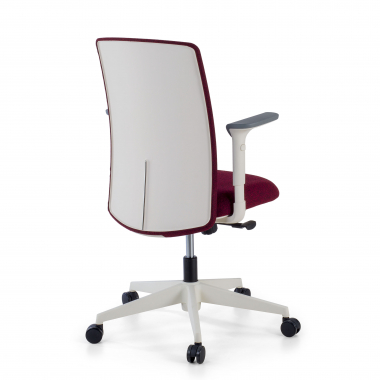 chaise pivotante blanc rouge structure blanche tissu accoudoirs reglables 1d 6